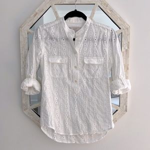 Loft White Eyelet Shirt Size XS